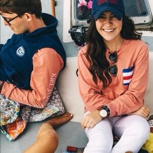 KIEL JAMES PATRICK Sailing Shirt Coral Tee w Patch & Printed Long Sleeve T-shirt